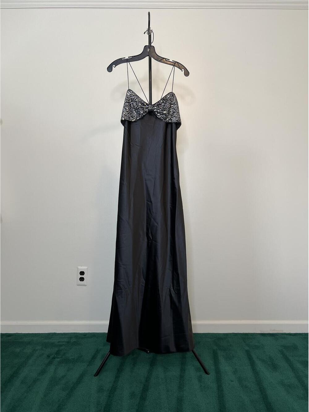 LUCY PARIS MARNIE BLACK SATIN MAXI DRESS Size M